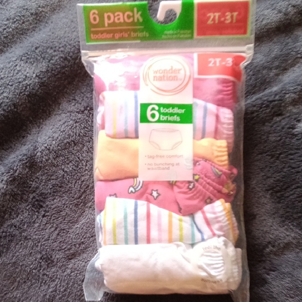 wonder nation Toddler Girls 6-Pack Briefs - Pink, Yellow, White, Multicolor